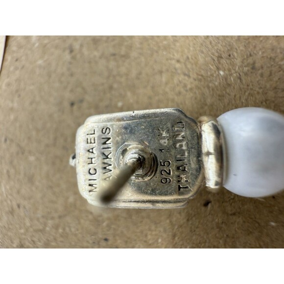 Michael Dawkins Pearl Textured Sterling Silver Earring 925 14K Thailand - Picture 11 of 12